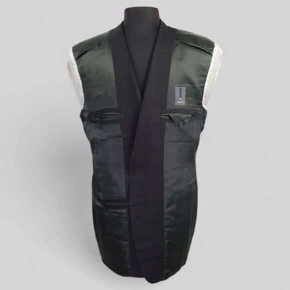 Zanella 100% Virgin Wool Sports Coat Blazer, Black w/ Brown Pattern 46L - Picture 11 of 15